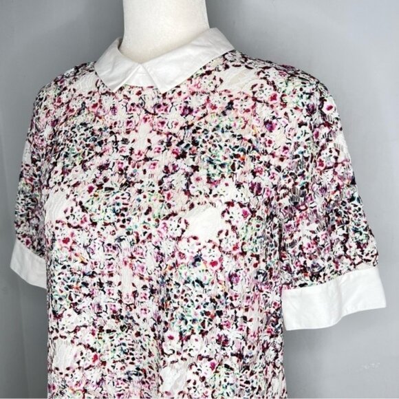 All Saints White Floral Kaleidoscope Collared Eyelet Lace Dress 12 - Picture 3 of 7